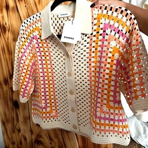 NWT SANDRO Crochet Cardigan